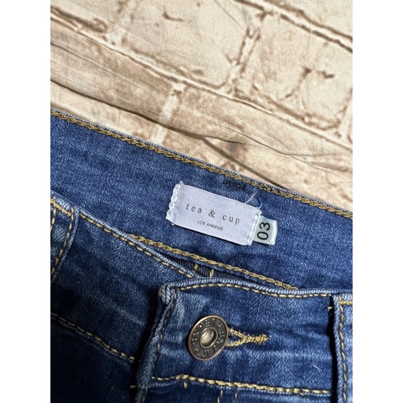 Tea n Cup size 3 raw hem Flare Festival Bell Bottom Blue jeans NWT - Picture 3 of 7